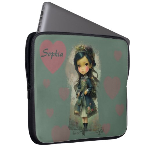 Whimsical Kawaii Fairy Tale Girl Laptopschutzhülle (Vorne Rechts)