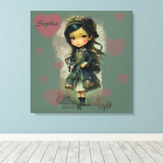 Whimsical Kawaii Fairy Tale Girl Leinwanddruck (Insitu (Holzboden))
