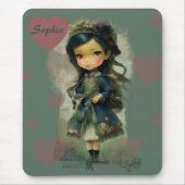 Whimsical Kawaii Fairy Tale Girl Mousepad (Vorne)