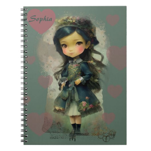 Whimsical Kawaii Fairy Tale Girl Notizblock (Vorderseite)