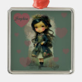 Whimsical Kawaii Fairy Tale Girl Ornament Aus Metall (Vorne)