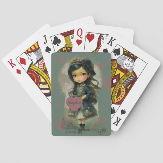 Whimsical Kawaii Fairy Tale Girl Spielkarten (Rückseite)