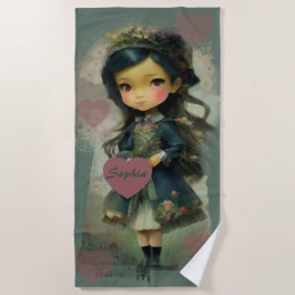 Whimsical Kawaii Fairy Tale Girl Strandtuch
