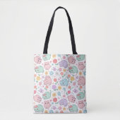 Whimsical Kawaii Pastel Cat and Floral Seamless Tasche (Vorderseite)