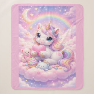 Whimsical Kawaii Pastell Einhorn & Freunde Auf Wol Sherpadecke