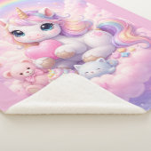 Whimsical Kawaii Pastell Einhorn & Freunde Auf Wol Sherpadecke (3/4)