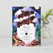 Whimsical Kids' Chocolate Birthday Einladung (Stehend Vorderseite)