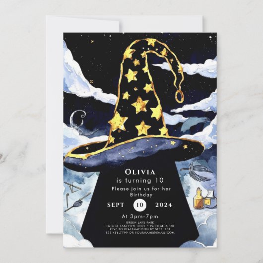 Whimsical Kids' Fun Wizard Geburtstag Einladung (Vorderseite)