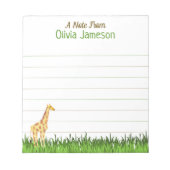 Whimsical Kid's Name GIRAFFE Lined Notizblock (Vorderseite)