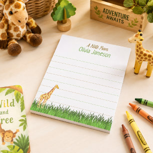Whimsical Kid's Name GIRAFFE Lined Notizblock