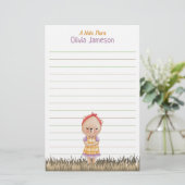 Whimsical Kid's Name Prairie Bear Lined Stationery Briefpapier (Stehend Vorderseite)