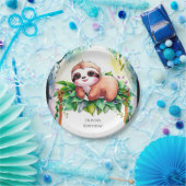 Whimsical Kids Sloth Birthday Pappteller (Party)