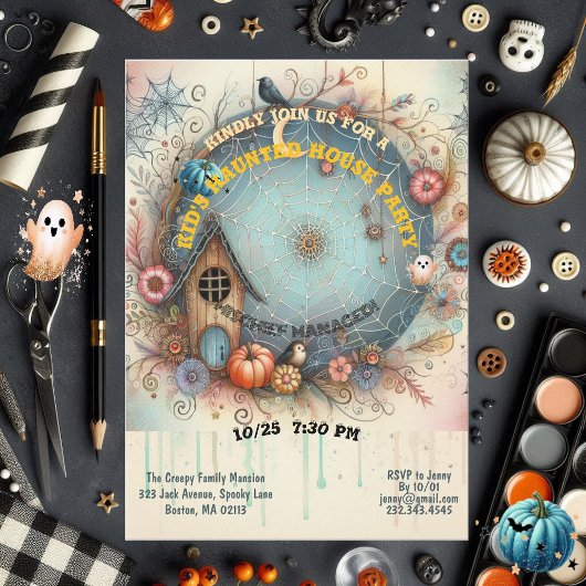 Whimsical Kids Spuk House Party Pastel Fall Spaß Einladung