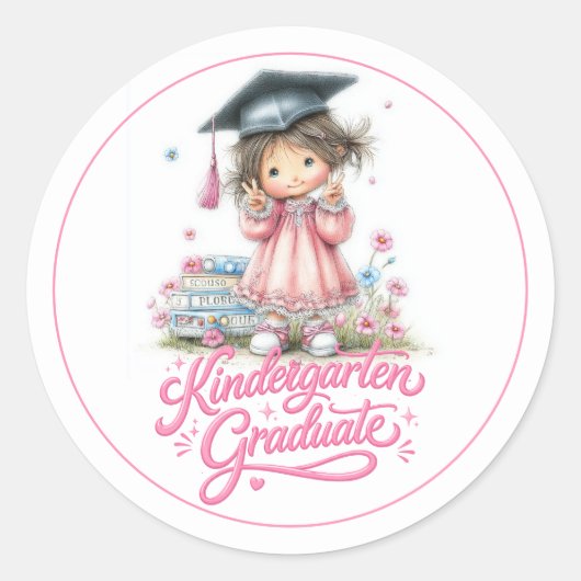 Whimsical Kindergarten Graduation Celebration  Runder Aufkleber (Vorderseite)