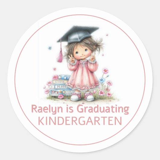 Whimsical Kindergarten Graduation Celebration  Runder Aufkleber (Vorderseite)