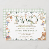 Whimsical Kinderzimmer Rhyme Greenery 2. Geburtsta Einladung (Vorne/Hinten)