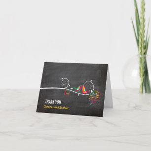 Whimsical Kissing Summer Birds Chalkboard Hochzeit Dankeskarte