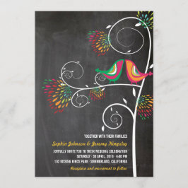 Whimsical Kissing Summer Love Birds Wedite Einladu Einladung