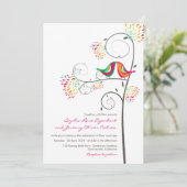 Whimsical Kissing Summer Love Birds Wedite Einladu Einladung (Stehend Vorderseite)