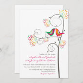 Whimsical Kissing Summer Love Birds Wedite Einladu Einladung (Vorne/Hinten)