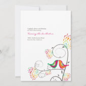 Whimsical Kissing Summer Love Birds Wedite Einladu Einladung (Rückseite)