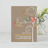 Whimsical Kissing Summer Love Birds Wedite Einladu Einladung (Stehend Vorderseite)