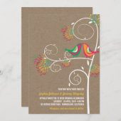 Whimsical Kissing Summer Love Birds Wedite Einladu Einladung (Vorne/Hinten)