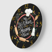 Whimsical Kitchen Haven Stickerei Design Große Wanduhr (Winkel)