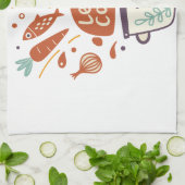 Whimsical Kitchen Scene with "Lass's Cook" Text - Geschirrtuch (Gefaltet)