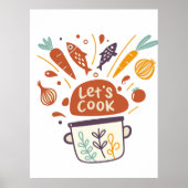Whimsical Kitchen Scene with "Lass's Cook" Text - Poster (Vorne)