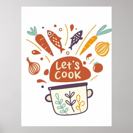 Whimsical Kitchen Scene with "Lass's Cook" Text - Poster (Vorne)