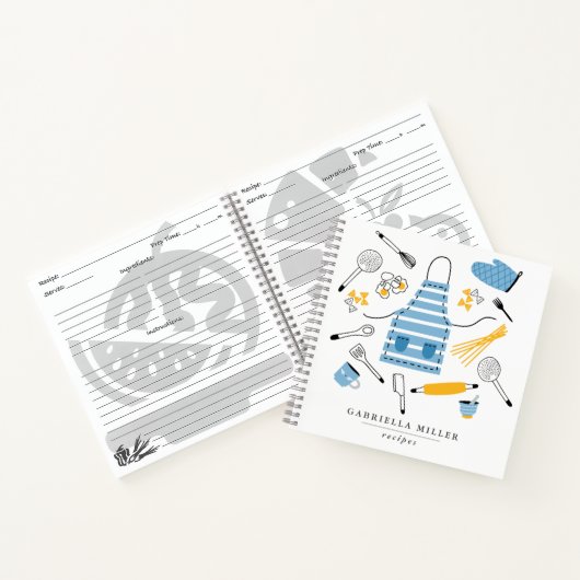 Whimsical Kitchen Tools Personalisiert Rezept Notizblock (Innenseite)
