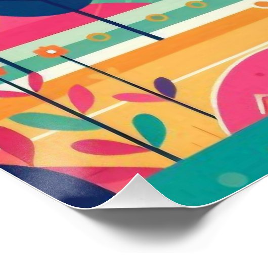 Whimsical Kite Adventure: Mutter und Kind Farbe Poster (Ecke)