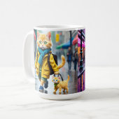 Whimsical Kitten Rain Run Classic Tasse (Vorderseite Links)