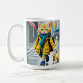 Whimsical Kitten Rain Run Classic Tasse (Links)