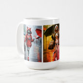 Whimsical Kitten Rain Run Classic Tasse (Vorderseite Links)