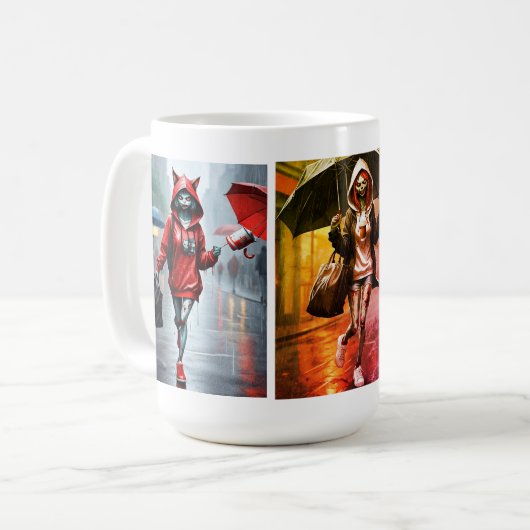 Whimsical Kitten Rain Run Classic Tasse (Vorderseite Links)