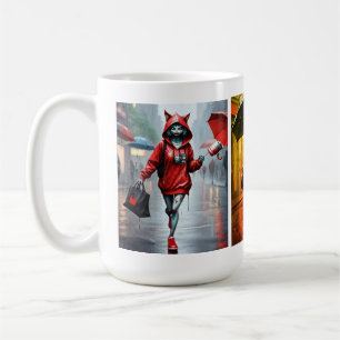 Whimsical Kitten Rain Run Classic Tasse