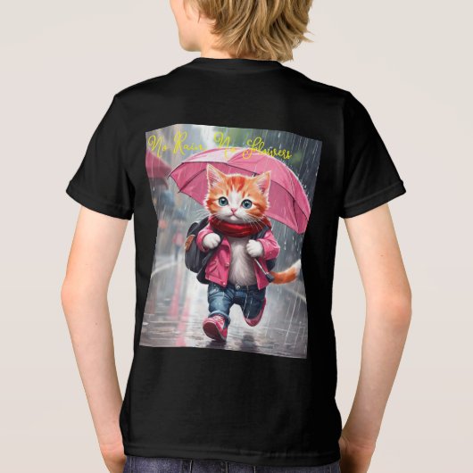 Whimsical Kitten Rain Run Premium Unisex Jugend-T- Tri-Blend Shirt (Rückseite)