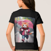 Whimsical Kitten Rain Run Premium Unisex Jugend-T- Tri-Blend Shirt (Rückseite)