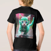 Whimsical Kitten Rain Run Premium Unisex Jugend-T- Tri-Blend Shirt (Rückseite)