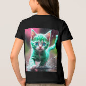 Whimsical Kitten Rain Run Premium Unisex Jugend-T- Tri-Blend Shirt (Rückseite)