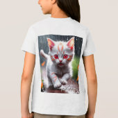 Whimsical Kitten Rain Run Premium Unisex Jugend-T- Tri-Blend Shirt (Rückseite)