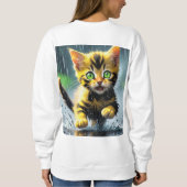 Whimsical Kitten Rain Run Women's Basic Sweatshirt (Rückseite)