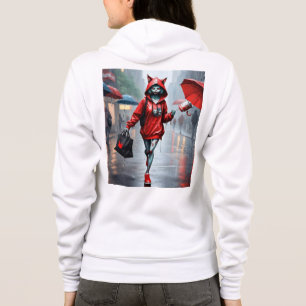 Whimsical Kitten Rain Run Women's Bella+Leinwand V Hoodie