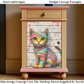 Whimsical Kitten, Ribbons & Glitzer ED3L Decoupage Seidenpapier