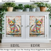 Whimsical Kitten, Ribbons & Glitzer ED3L Decoupage Seidenpapier