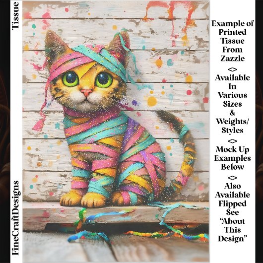 Whimsical Kitten, Ribbons & Glitzer ED3L Decoupage Seidenpapier