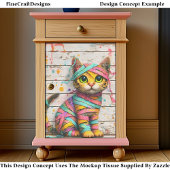 Whimsical Kitten, Ribbons & Glitzer ED3R Decoupage Seidenpapier