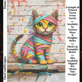 Whimsical Kitten, Ribbons & Glitzer ED3R Decoupage Seidenpapier